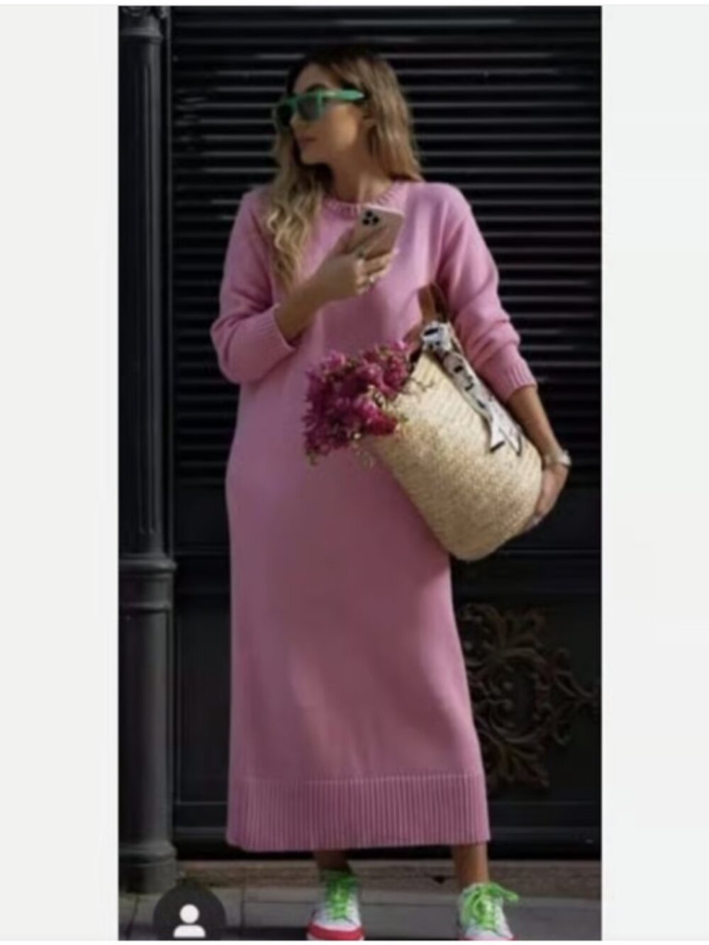 Zara Sz M OVERSIZED KNIT DRESS 100% Cotton Pink NWOT